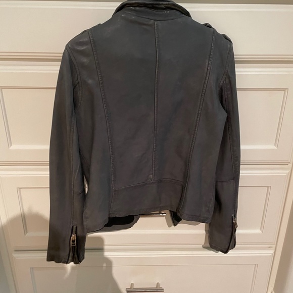Goosecraft Grey Leather Biker Jacket - Picture 3 of 6